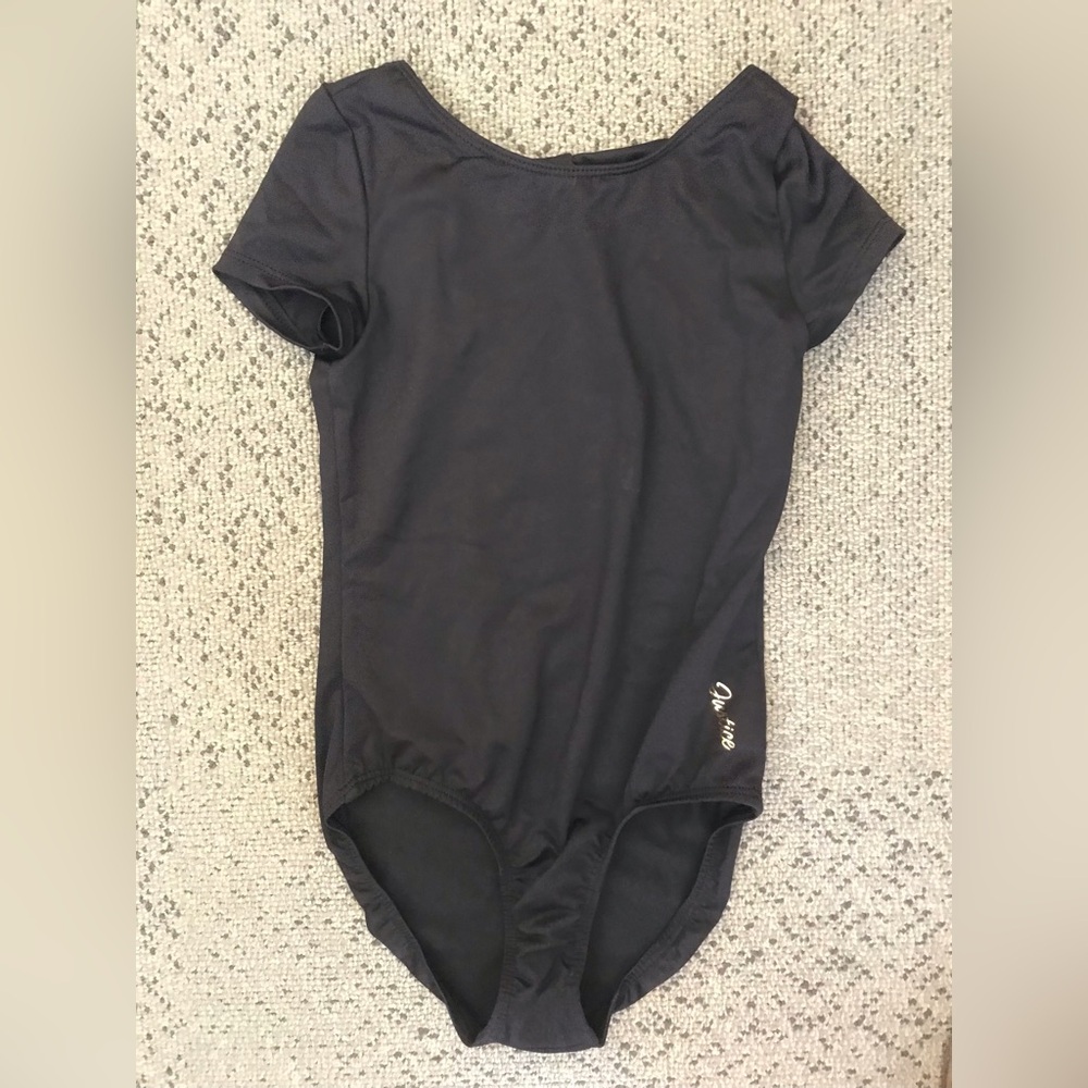 Justice Black Kids Short Sleeve One-Piece Leotard